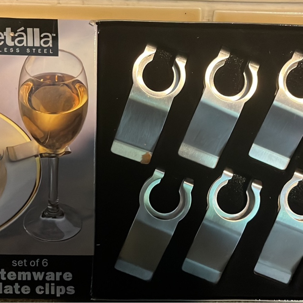 Stemware plate clips 6 pk NEW